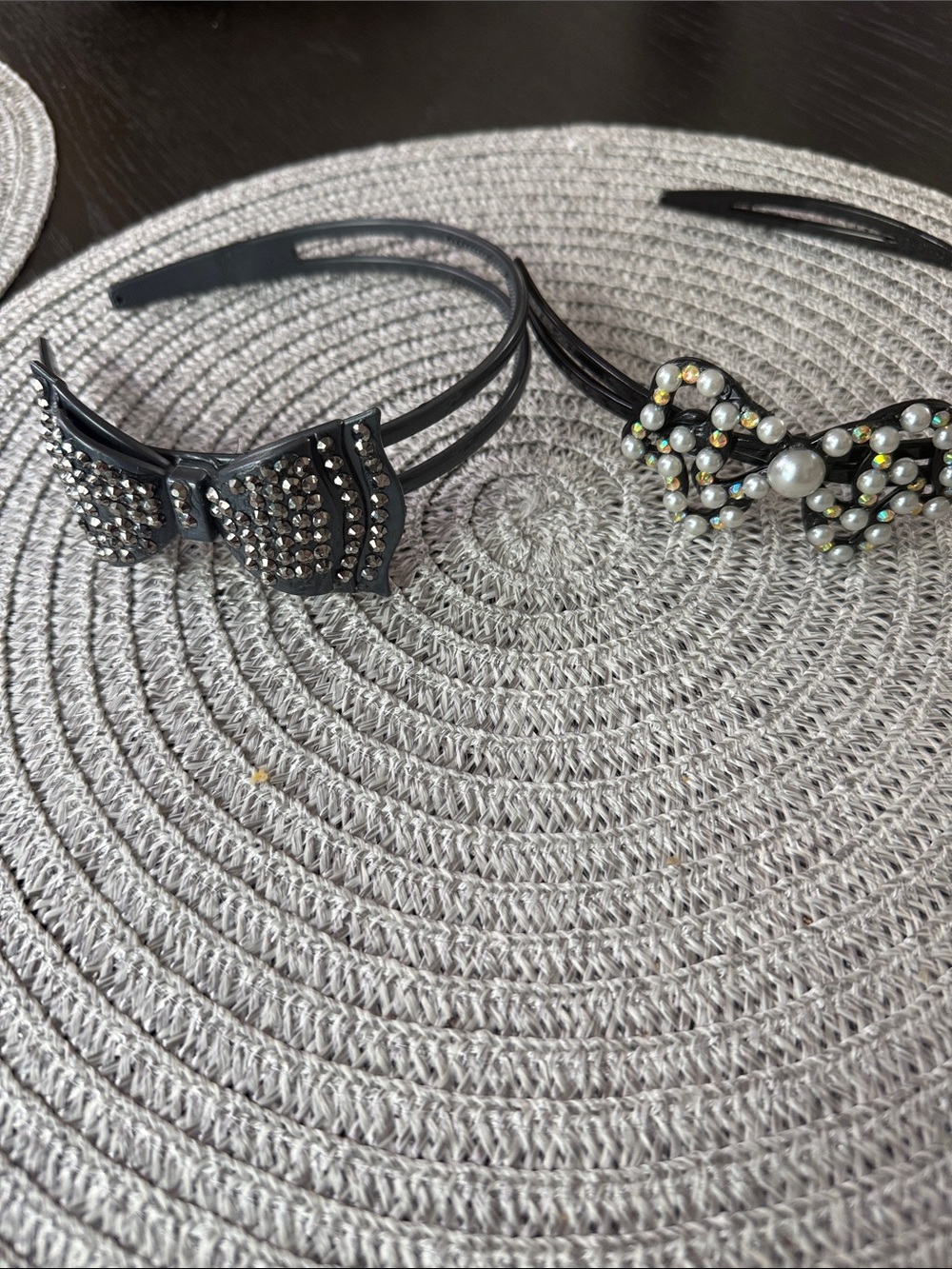 Black Crystal Bow Headband - Women Accessories set of 2